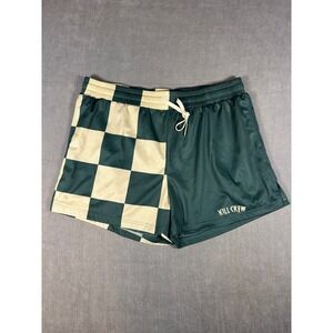 Kill Crew Mens 4XL Mesh Gym Shorts Green Cream Checkered Split Athletic Workout